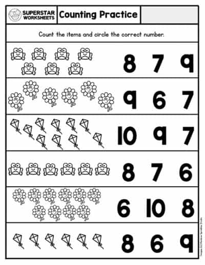 Kindergarten Counting Worksheets - Superstar Worksheets