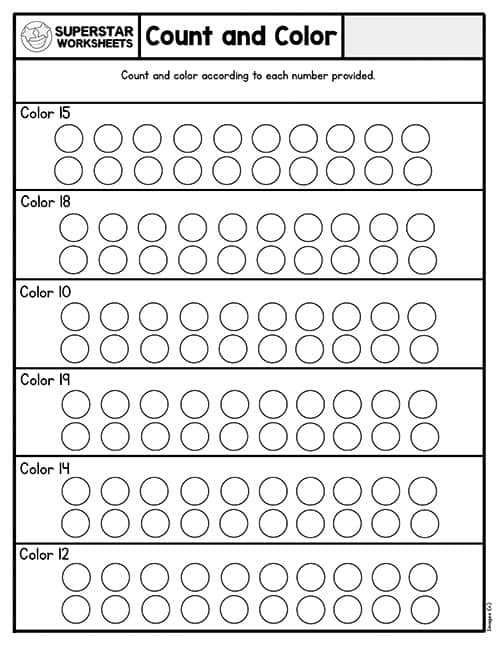 Kindergarten Counting Worksheets - Superstar Worksheets