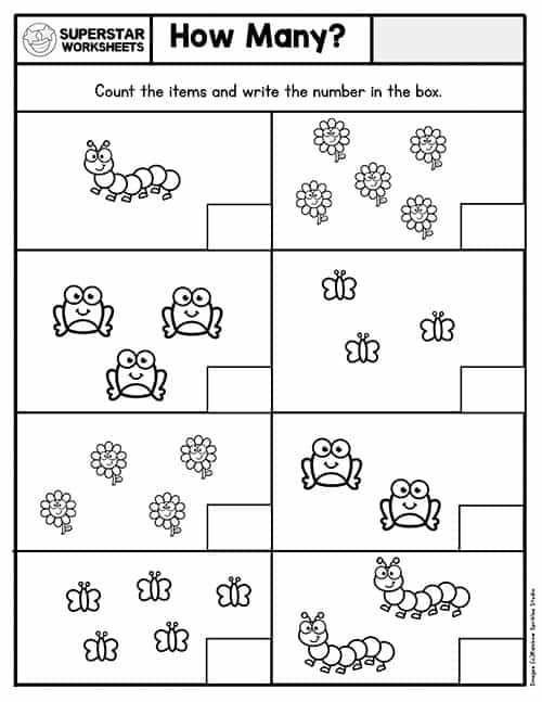 Counting 1 5 Count The Items In Each Group And Dot Or Color The Corr 