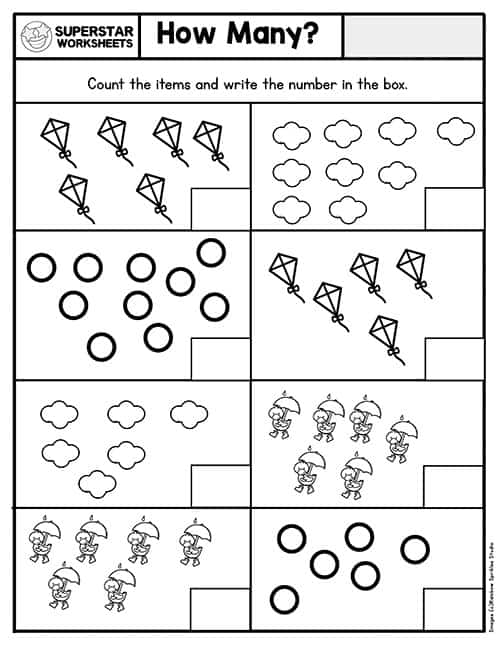 Kindergarten Worksheets Counting Worksheets Count The Number Of New 