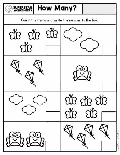 Kindergarten Counting Worksheets - Superstar Worksheets
