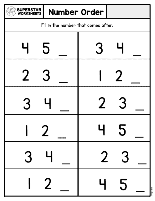 Number Order Worksheets Kindergarten Printable Kindergarten Worksheets