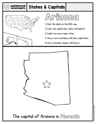 50 States & Capitals Worksheets - Superstar Worksheets