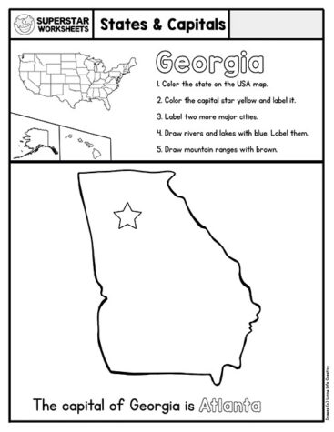 50 States & Capitals Worksheets - Superstar Worksheets