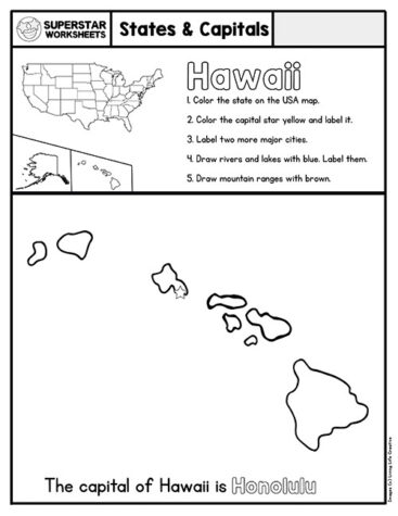 50 States & Capitals Worksheets - Superstar Worksheets