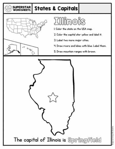 50 States & Capitals Worksheets - Superstar Worksheets