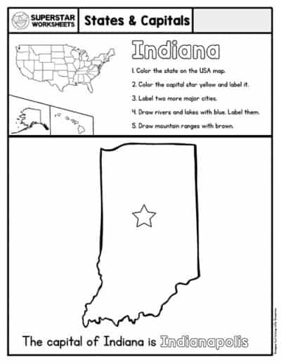 50 States & Capitals Worksheets - Superstar Worksheets