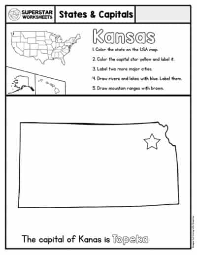 50 States & Capitals Worksheets - Superstar Worksheets