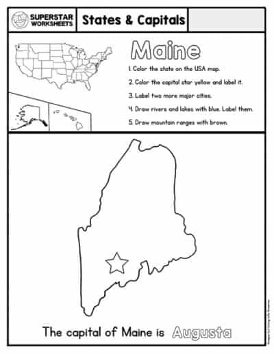 50 States & Capitals Worksheets - Superstar Worksheets