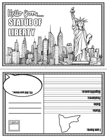 Famous Landmarks Postcards - Superstar Worksheets