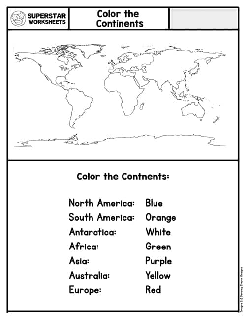 7 Continents Free Worksheet