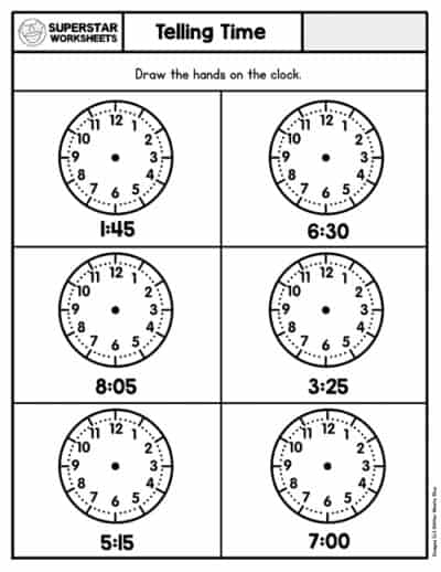 Telling Time Worksheets - Superstar Worksheets