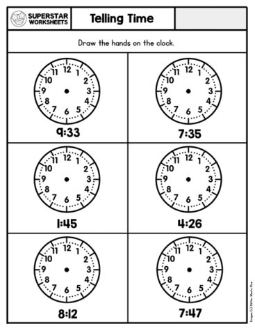 Telling Time Worksheets - Superstar Worksheets