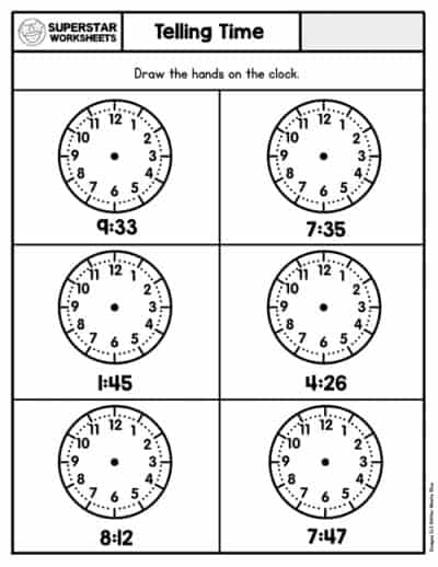 Telling Time Worksheets - Superstar Worksheets