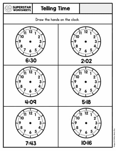 Telling Time Worksheets - Superstar Worksheets