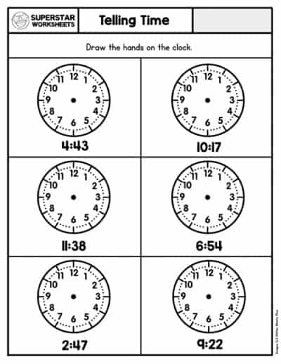 Telling Time Worksheets - Superstar Worksheets