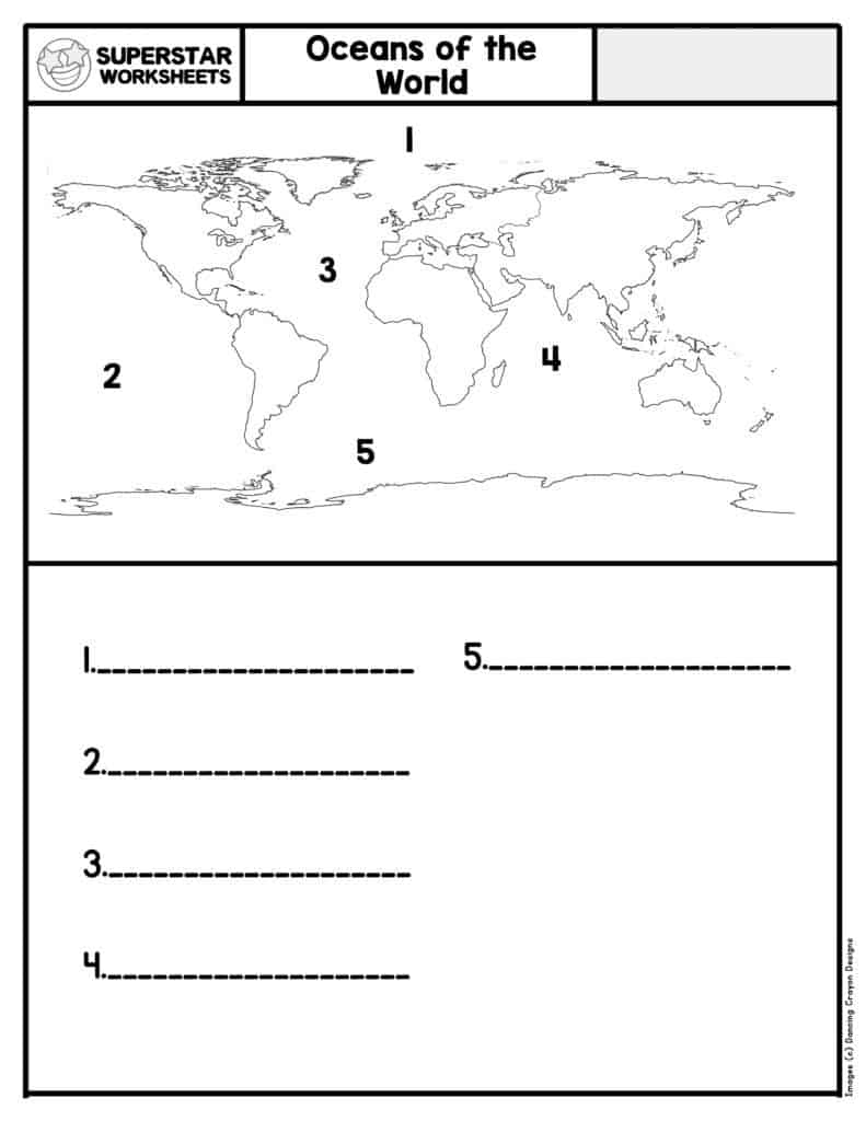 The Five Oceans Of The World Map Labelling Activity Arnoticias tv