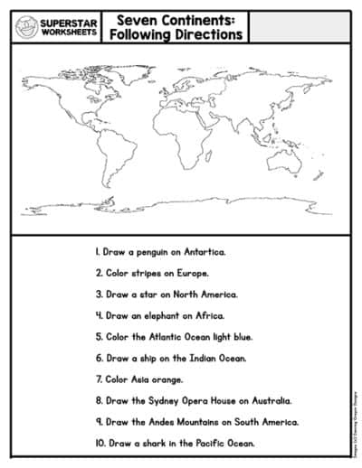 Seven Continents & Oceans Worksheets - Superstar Worksheets