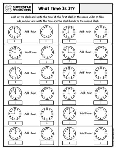 Telling Time Worksheets - Superstar Worksheets