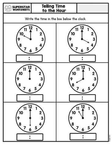 Telling Time - Superstar Worksheets