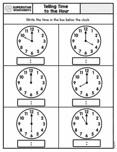 Telling Time - Superstar Worksheets