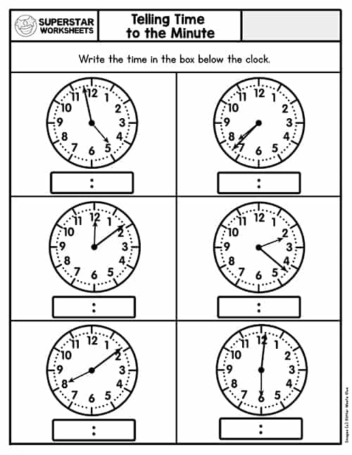 Tell Time To The Minute Worksheet