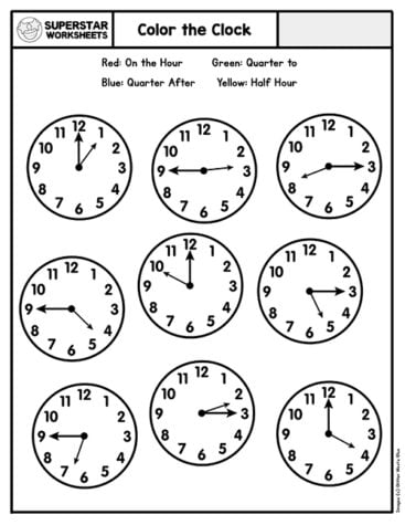 Telling Time Worksheets - Superstar Worksheets