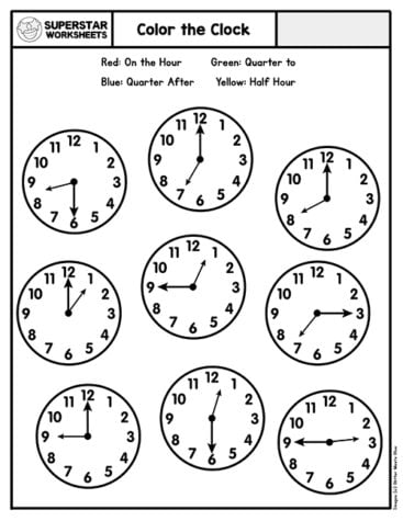 Telling Time Worksheets - Superstar Worksheets