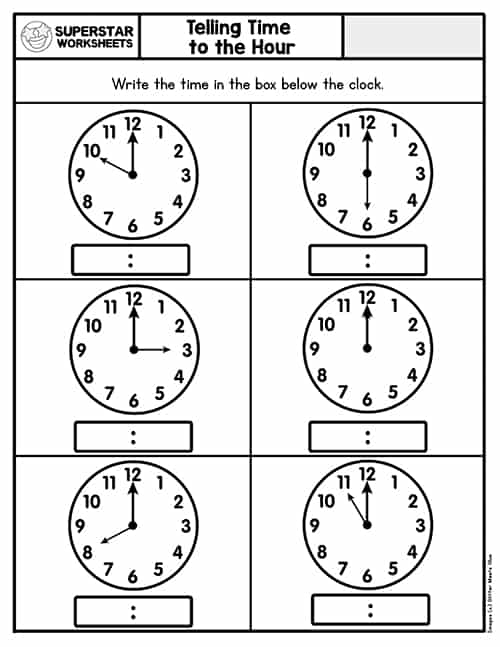 Telling Time Worksheets - Superstar Worksheets