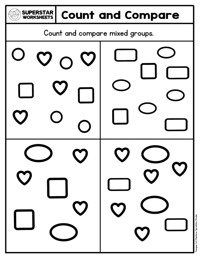 Comparing Sets Kindergarten Worksheets