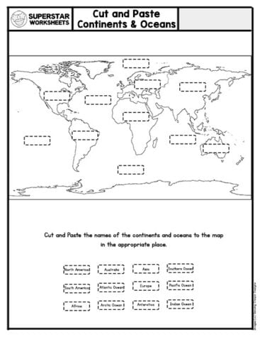 Seven Continents & Oceans Worksheets - Superstar Worksheets