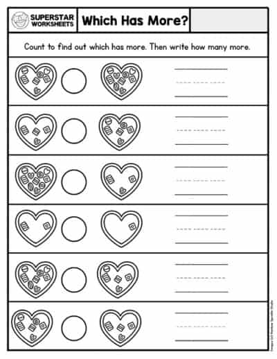 Kindergarten Comparing Numbers Worksheets - Superstar Worksheets