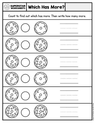 Kindergarten Comparing Numbers Worksheets - Superstar Worksheets