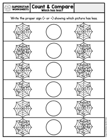 Kindergarten Comparing Numbers Worksheets - Superstar Worksheets