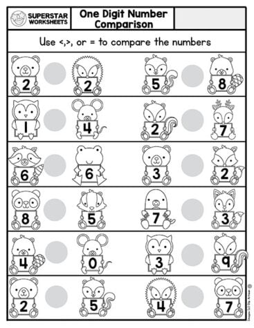 kindergarten comparing numbers worksheets superstar worksheets