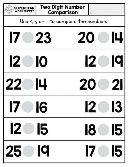 Kindergarten Comparing Numbers Worksheets Superstar Worksheets