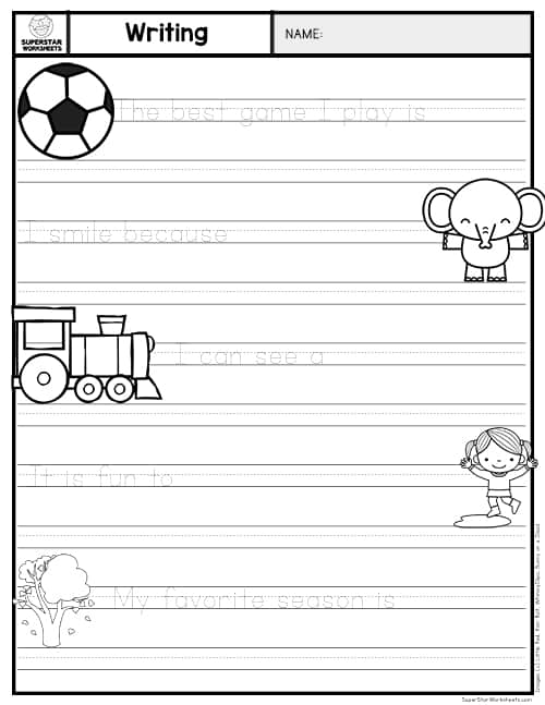 kindergarten writing sentences worksheets superstar worksheets