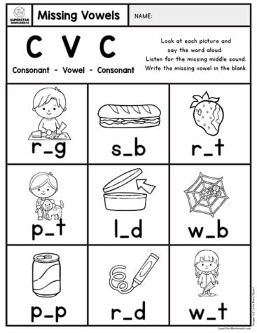 Kindergarten CVC Worksheets - Superstar Worksheets