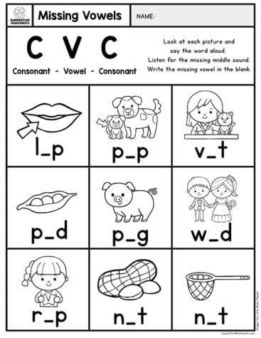 Kindergarten CVC Worksheets - Superstar Worksheets