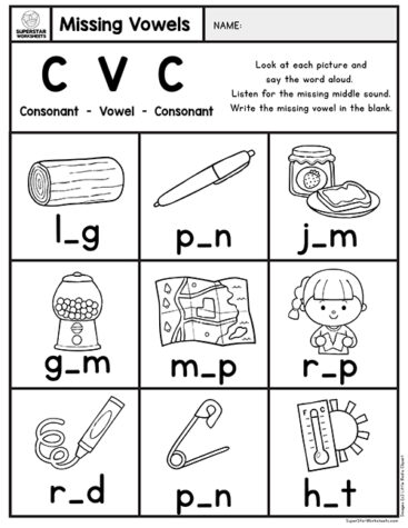 Kindergarten CVC Worksheets - Superstar Worksheets