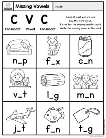 Kindergarten CVC Worksheets - Superstar Worksheets