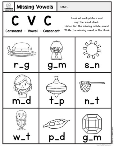 Kindergarten CVC Worksheets - Superstar Worksheets