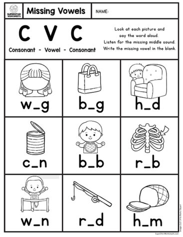 Kindergarten CVC Worksheets - Superstar Worksheets