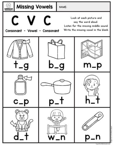 Kindergarten CVC Worksheets - Superstar Worksheets