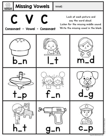 Kindergarten CVC Worksheets - Superstar Worksheets