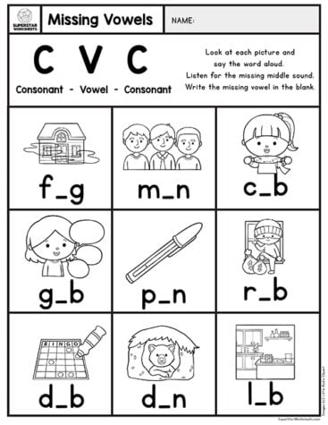 Kindergarten CVC Worksheets - Superstar Worksheets