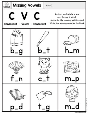 kindergarten cvc worksheets superstar worksheets