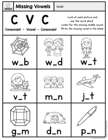 Kindergarten CVC Worksheets - Superstar Worksheets