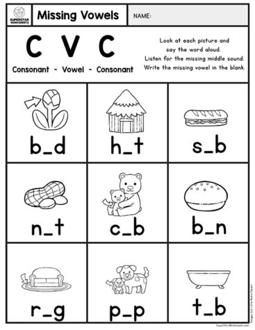 Kindergarten CVC Worksheets - Superstar Worksheets