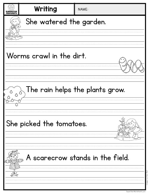 Sentence Writing Worksheets For Kindergarten Printable Kindergarten 